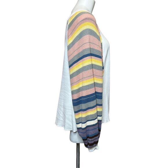 Free People We the Free rainbow dreams thermal balloon sleeve top size S - Picture 6 of 16